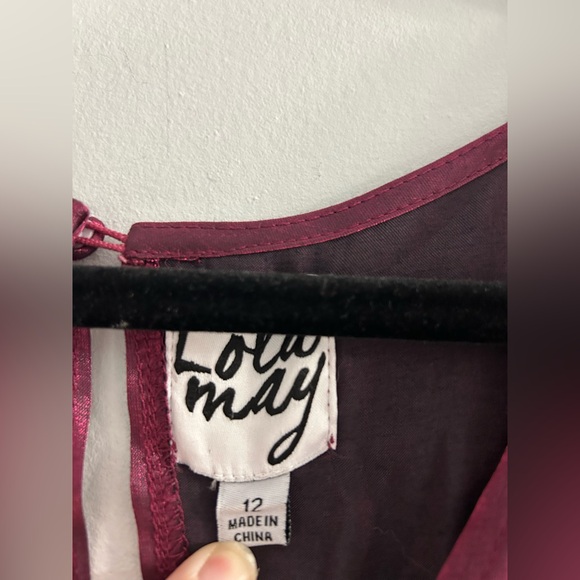 Lola may smock dress in shimmer red wine - Picture 6 of 8